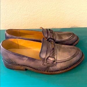 Handcrafted grey leather BedStu loafers. Like new!
